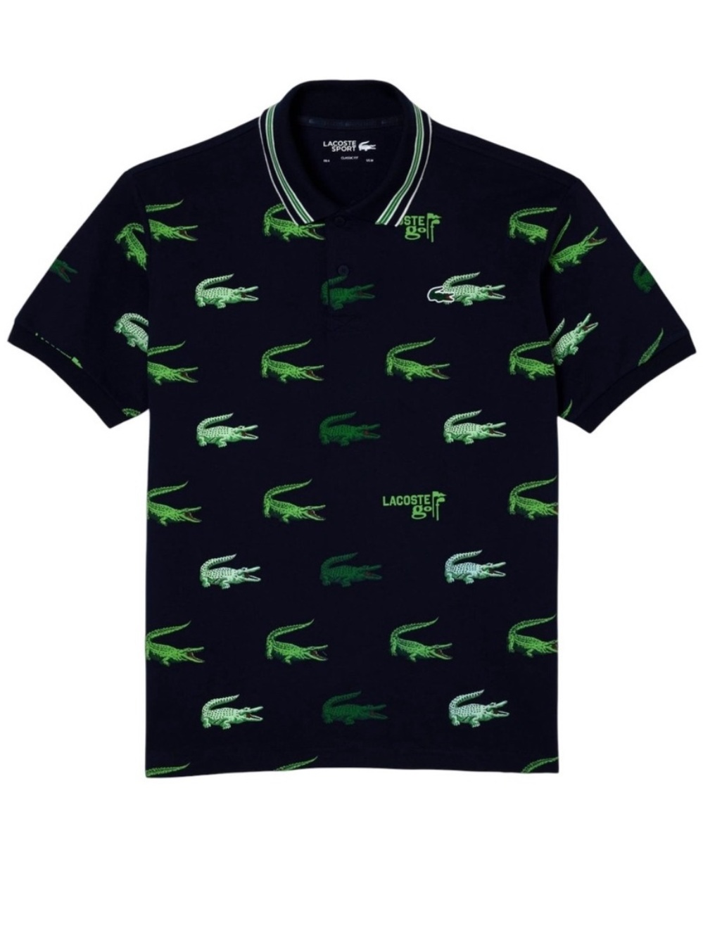 Lacoste Street Golf Polo Navy Blue Croc Print Size Medium